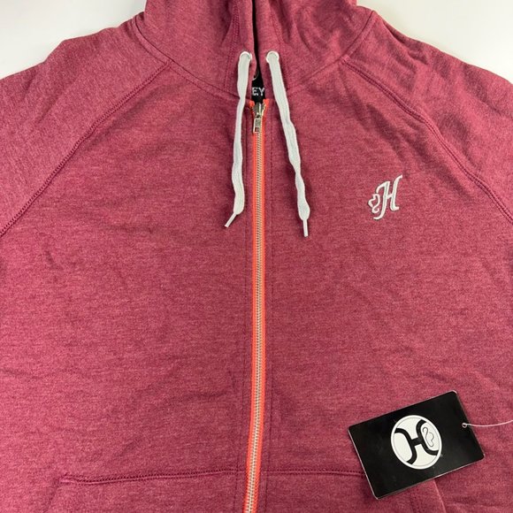 Hooey Mens Maverick Hoodie Sweatshirt Burgundy Heathered Pockets Full Zip S New - Picture 5 of 12